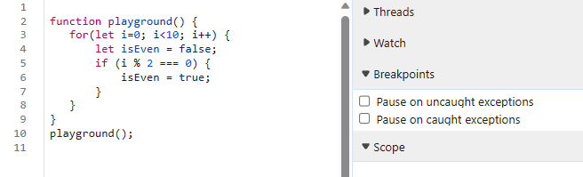 exceptions debugging
